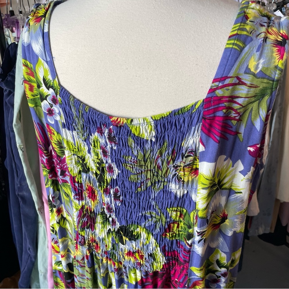Vintage Y2K Metropolitan Tropical Floral Flowy Sundress L - Picture 9 of 13
